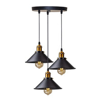 Suspension industrielle vintage à 3 lumières, design Edison en métal, lustre suspendu en métal noir, douille E27 pour plafonnier de cuisine