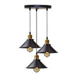 Suspension industrielle vintage à 3 lumières, design Edison en métal, lustre suspendu en métal noir, douille E27 pour plafonnier de cuisine