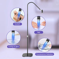Lampe UV professionnelle sur pied pour ongles, 170 cm, 6 W, 5 niveaux d'intensité, avec interrupteur au pied.