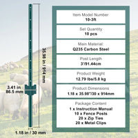 Poteau de clôture SucceBuy en forme de T, poteau métallique robuste, piquet en acier résistant pour jardin, pelouse, ferme, clôture extérieure en fil de fer
