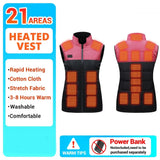 Femmes manteau Intelligent USB chauffage électrique thermique vêtements chauds hiver gilet chauffant grande taille hommes 21 pièces veste chauffante mode