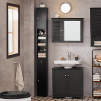 Armoire de salle de bain haute SoBuy BZR34 à 5 compartiments, 1 tiroir et portes, blanche, dimensions approximatives : 20 x 180 x 20 cm.