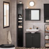 Armoire de salle de bain haute SoBuy BZR34 à 5 compartiments, 1 tiroir et portes, blanche, dimensions approximatives : 20 x 180 x 20 cm.