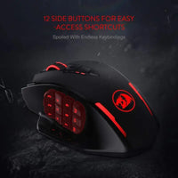 Souris gaming optique Redragon M913, 16 000 DPI, filaire 2,4 GHz et sans fil RGB, 16 boutons programmables, noir et blanc