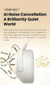 HAYLOU S30 casque sans fil Bluetooth 5.4 43dB casques antibruit adaptatifs 40mm pilote dynamique 80H écouteurs de lecture