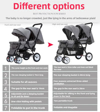 STOCK ue poussettes jumeaux Double enfants deux sièges poussettes chariot pliable vente en gros bébé poussette sièges avant et arrière