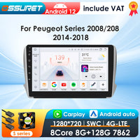 OSSURET CarPlay Android 12 autoradio pour PEUGEOT 2008 208 2012-2018 lecteur multimédia de voiture Navi GPS 2din 4G-LET autoradio RDS