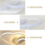Plafonnier LED à intensité variable, 64W, 4800LM, design en forme de cœur, lampe avec télécommande, 3000-6500K, plafonnier LED moderne