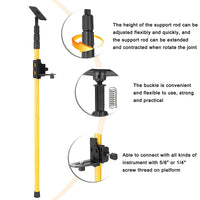 Perche télescopique de 4,2 m max. pour niveau à bulle, en alliage d'aluminium, réglable en hauteur, avec support extensible pour niveau laser 1/4'' et 5/8''.