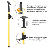 Perche télescopique de 4,2 m max. pour niveau à bulle, en alliage d'aluminium, réglable en hauteur, avec support extensible pour niveau laser 1/4'' et 5/8''.