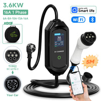 AFYEEV EV chargeur Portable Type2 IEC62196-2 connecteur 16A 1 Phase 3.6KW prise ue Station de charge pour véhicule électrique