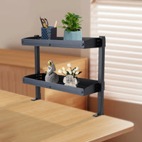 Étagère de bureau à pince, organisateur d'étagères d'angle à 2 niveaux, au-dessus ou sous la table, noir