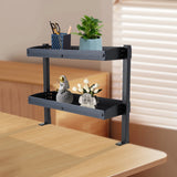 Étagère de bureau à pince, organisateur d'étagères d'angle à 2 niveaux, au-dessus ou sous la table, noir