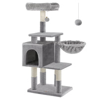 Feandrea Arbre à Chat Multi-Niveaux, Hauteur 110 cm, Niche, Gris Clair PCT52W