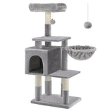 Feandrea Arbre à Chat Multi-Niveaux, Hauteur 110 cm, Niche, Gris Clair PCT52W