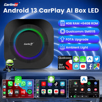 CarlinKit Android 13 LED AI Box, boîtier multimédia intelligent pour voiture, CarPlay sans fil, Android Auto sans fil, puce Qualcomm, carte SD extensible jusqu'à 512 Go