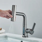 Robinet de lavabo à affichage numérique de température de cascade, pulvérisateur à jet de levage vers le bas, mélangeur d'évier d'eau chaude et froide, robinet de lavage pour salle de bains