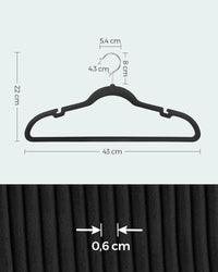 Cintres en Velours, Lot de 30/50, Antiglisse, avec Encoches, Barre pour Pantalons, Crochet Pivotant à 360°, Gain de Place, Épaisseur 0,6 cm, Longueur de 43 cm, Beige Sable/Noir Classique/Gris/Blanc/Rose Clair