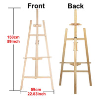 Chevalet d'atelier professionnel de 150 cm, en pin massif, pliable et réglable, support en forme de A pour l'exposition d'œuvres d'art et d'artisanat.