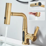 Robinet de lavabo à affichage numérique de température de cascade, pulvérisateur à jet de levage vers le bas, mélangeur d'évier d'eau chaude et froide, robinet de lavage pour salle de bains