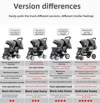 STOCK ue poussettes jumeaux Double enfants deux sièges poussettes chariot pliable vente en gros bébé poussette sièges avant et arrière