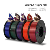 KEEPANG – Filament d'imprimante 3D PLA en soie, 5KG, Filaments de couleurs simples/doubles/Triples, 2.2LBS, 1KG/rouleau, 1.75mm ± 0.02MM, matériau d'impression 3D