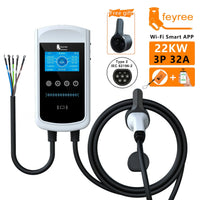 Feyree 22KW 32A Type2 EV chargeur 11KW 3P EVSE Wallbox 7.6KW 1P 4.3 pouces écran nouveau Smart APP contrôle Station de charge chargeur de voiture