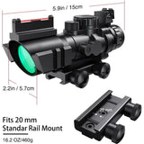 Lunette tactique 4x32 avec viseur à fibre optique, réticule éclairé RGB, lunette à prisme, lunettes de chasse avec rail Picatinny de 20 mm
