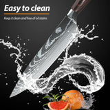 Coffret cadeau de 8/10 couteaux de cuisine MDHAND, couteau de chef à motif damassé laser, en acier inoxydable à haute teneur en carbone, couteau à fruits tranchant