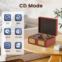 Lecteur de Disque en Bois Vintage Lecteur CD Rétro Lecteur CD Bluetooth 5.4 Lecteur CD Portable Lecteur CD Sans Fil Prise en Charge 3.5mm AUX pour PC de Bureau