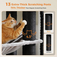 Gros arbre à chat pour chats de grande taille tour à chat robuste avec plusieurs niveaux maison à chat arbre d'escalade avec hamac 11 poteaux en Sisal grand perche