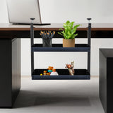 Étagère de bureau à pince, organisateur d'étagères d'angle à 2 niveaux, au-dessus ou sous la table, noir