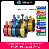 KEEPANG – Filament d'imprimante 3D PLA en soie, 5KG, Filaments de couleurs simples/doubles/Triples, 2.2LBS, 1KG/rouleau, 1.75mm ± 0.02MM, matériau d'impression 3D