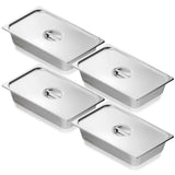 SucceBuy Lot de 4 poêles d'hôtel Poêle à vapeur anti-jammes pleine grandeur avec couvercle Poêle à vapeur en acier inoxydable Poêle de table commerciale profonde de 4 pouces