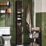 Armoire de salle de bain haute SoBuy BZR34 à 5 compartiments, 1 tiroir et portes, blanche, dimensions approximatives : 20 x 180 x 20 cm.