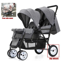 STOCK ue poussettes jumeaux Double enfants deux sièges poussettes chariot pliable vente en gros bébé poussette sièges avant et arrière