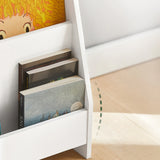 SoBuy KMB32 Bibliothèque pour enfants Étagère pour enfants Support pour journaux avec 4 étagères Étagère de rangement pour enfants Blanc
