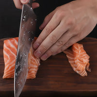 Coffret cadeau de 8/10 couteaux de cuisine MDHAND, couteau de chef à motif damassé laser, en acier inoxydable à haute teneur en carbone, couteau à fruits tranchant
