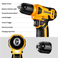 DEKO-Analyste d'outils électriques ChlorAnalyste avec perceuse sans fil 8V, mandrin sans clé 10mm 126 en effet, kits d'outils à main professionnels pour le bricolage domestique, 3/8 pièces