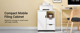 SoBuy FBT105-W table d'imprimante avec 2 tiroirs et 1 porte fichiers armoire rouleau conteneur chariot de bureau chariot latéral conteneur de bureau blanc