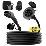 dé Câble d'extension de type 2 pour station de charge Wallbox, chargeur EV, compatible avec toutes les prises de charge de type 2, 11kW, 5m, 10m, 15m, 20m