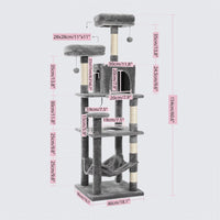 Grand arbre à chat pour grands chats d'intérieur, tour de chat haute pour gros chats avec hamac super grand, arbres grimpant pour chats avec tire à gratter