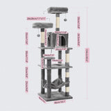 Grand arbre à chat pour grands chats d'intérieur, tour de chat haute pour gros chats avec hamac super grand, arbres grimpant pour chats avec tire à gratter