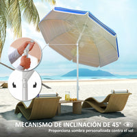 Parasol de plage grande Outsunny Ø180 cm avec angle réglable Protection Uv50+