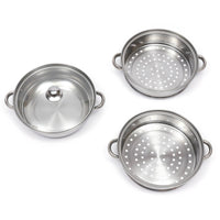 Cuiseur à vapeur en acier inoxydable à 3 niveaux 28CM + couvercle en verre, ustensiles de cuisine, ensemble de marmites à vapeur, cuiseur à vapeur en argent, cuiseur à vapeur pour légumes
