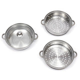 Cuiseur à vapeur en acier inoxydable à 3 niveaux 28CM + couvercle en verre, ustensiles de cuisine, ensemble de marmites à vapeur, cuiseur à vapeur en argent, cuiseur à vapeur pour légumes
