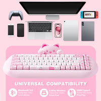 Clavier de jeu sans fil YUNZII C68, clavier mécanique RVB personnalisé Hi-Fi Cute Cat, Silicone 65% échange à chaud ergonomique Kitty Keeb