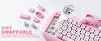Clavier de jeu sans fil YUNZII C68, clavier mécanique RVB personnalisé Hi-Fi Cute Cat, Silicone 65% échange à chaud ergonomique Kitty Keeb