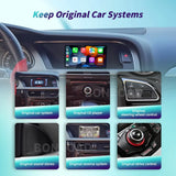 Adaptateur d'interface sans fil BONROAD CarPlay Android Auto pour Audi A4 B8 A5 Q5 2009-2015 avec AirPlay Mirror Link et Bluetooth