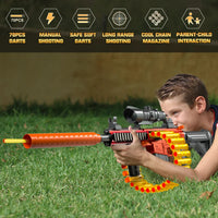 Pistolet jouet VATOS Blaster pour enfants, mode lancer de cartouches, mode tir en chaîne, chargeur 24 fléchettes, manuel, pistolet en mousse, jeu de tir pour garçons de 6 à 8 ans